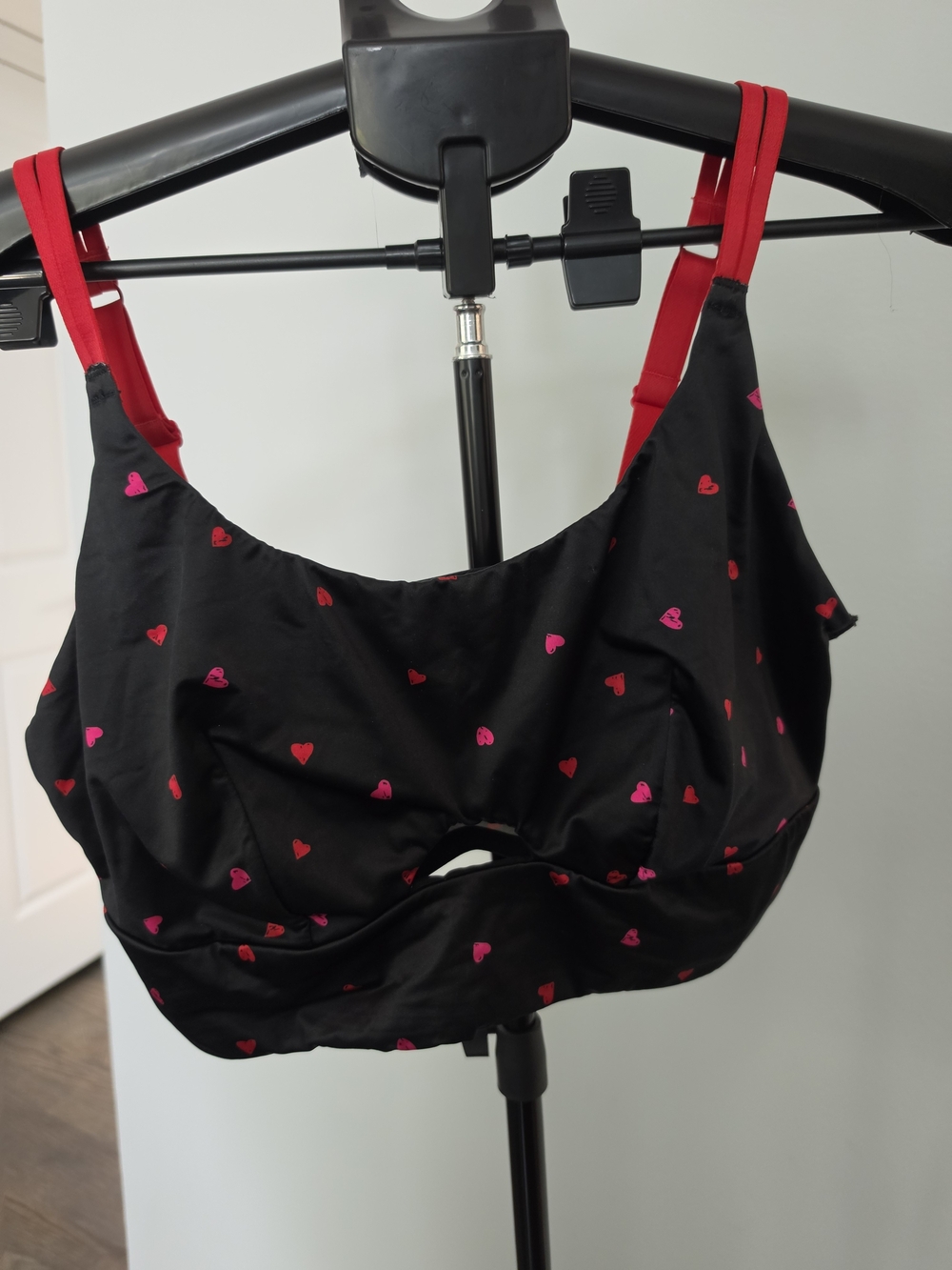 Auden Black Bralette with Pink & Red Heart Motif
